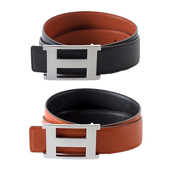Unisex Genuine Leather Casual Dress Belt With Buckle And Reversible Strap -☺️